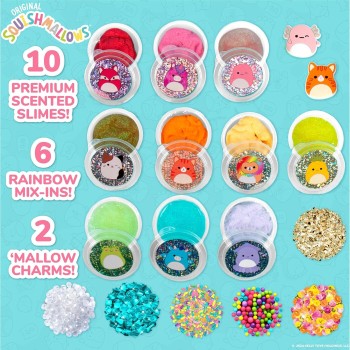 Horizon Group USA Squishmallows Original Ultimate Slime Mixins, 10-pack, Glitter and Cloud Slime, 8 Fun Slime Add Ins, Pre-made 