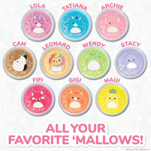 Horizon Group USA Squishmallows Original Ultimate Slime Mixins, 10-pack, Glitter and Cloud Slime, 8 Fun Slime Add Ins, Pre-made 