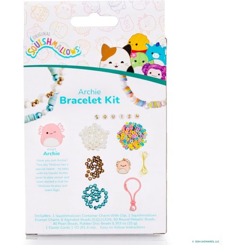 Horizon Group USA Squishmallows Original Archie The Axolotl Bracelet Kit, Friendship Bracelet Kit, Charm Bracelet Making Kit, Gi
