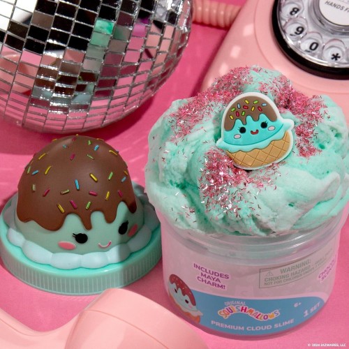 Horizon Group USA Original Squishmallows Maya The Ice Cream Premium Cloud Slime, Chocolate-scented, 8 Oz., Storage Container Wit