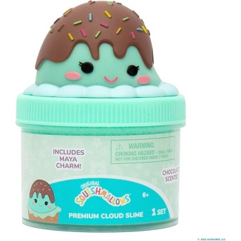 Horizon Group USA Original Squishmallows Maya The Ice Cream Premium Cloud Slime, Chocolate-scented, 8 Oz., Storage Container Wit