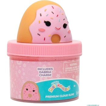 Horizon Group USA Original Squishmallows Dabria The Donut Premium Cloud Slime, Donut-scented, 8 Oz., Storage Container With Figu