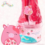 Horizon Group USA Original Squishmallows Calynda The Cow Premium Cloud Slime, Strawberry Scent, 8 oz. Jar Storage Container With