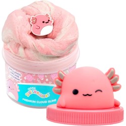 Horizon Group USA Original Squishmallows Archie The Axolotl Premium Cloud Slime, Cotton Candy-scented, 8 Oz., Storage Container 
