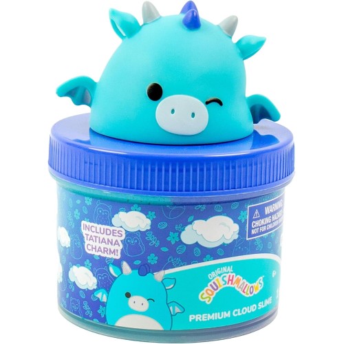 Horizon Group USA Original Squishmallows Tatiana The Dragon Premium Cloud Slime, Blue Raspberry-scented, 8 oz. Storage Container