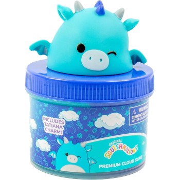 Horizon Group USA Original Squishmallows Tatiana The Dragon Premium Cloud Slime, Blue Raspberry-scented, 8 oz. Storage Container