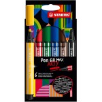 Stabilo - Premium Felt-Tip Pen With Thick Chisel Tip - Pen 68 MAX - Arty - Pack Of 6 - 6 68 Max 4006381590006