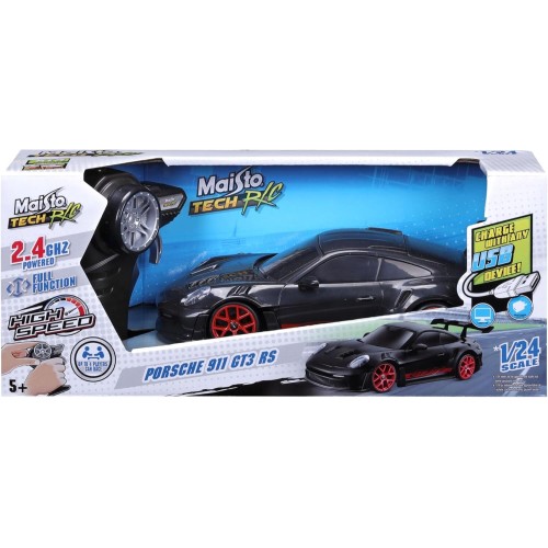 Maisto Tech R/C Porsche 911 GT3 RS 1:24 Scale 2.4Ghz Remote Control Car With Pistol Grip From 5 Years, 20 Cm, Black And Red 49/8