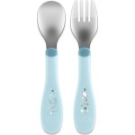 Chicco βρεφικό σετ πιρούνι - κουτάλι μεταλλικό τιρκουάζ για 18+ μηνών F05-16102-25 8058664179428