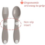 Chicco First Baby Cutlery, Neutral, Fork And Spoon, Small, Lightweight, Ready To Handle, Non-Slip Surface, 12M+, 2 Pieces, 0% Bp