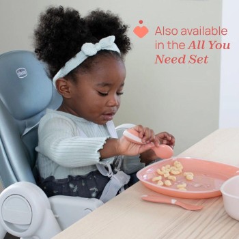 Chicco First Baby Cutlery, Neutral, Fork And Spoon, Small, Lightweight, Ready To Handle, Non-Slip Surface, 12M+, 2 Pieces, 0% Bp