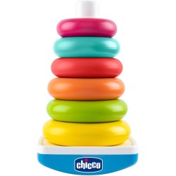 Chicco baby stacking ring and ring pyramid, stacking tower, game with swinging base and 6 stackable rings, children's toys, baby