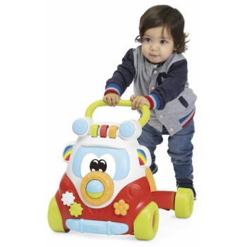 Chicco Happy Hippy 2-in-1 toddler game with manual activity center, colorful toddler bus with 4 large wheels, learning toy for b