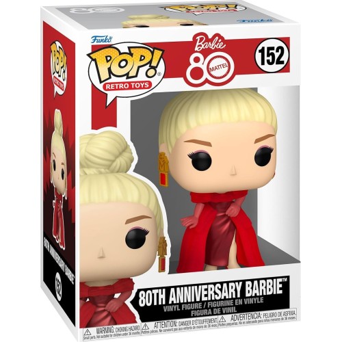 Funko pop! retro toys: barbie 80th mattel - 80th anniversary barbie 152 vinyl figure 83812 889698838122