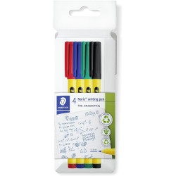 Staedtler Noris Writing pen 307 Fineliner, housing made of 97% recycled plastic according to ISO 14021, cardboard case with 4 fi