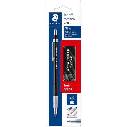 Staedtler μηχανικό μολύβι mars technico, 780 c bkp6, μύτη hb, 2.0 mm, μαύρο 780 C BKP6 4007817027851