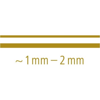 Staedtler metallic pen with round fiber tip, line width 1-2 mm, opaque on light and dark paper, easy to wipe off smooth surfaces