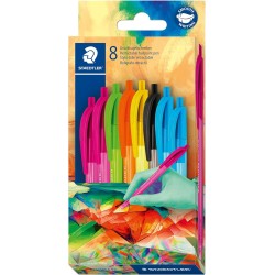 Staedtler Ball 4230 M triangular ballpoint pen, line width M approx. 1.00 mm, for relaxed writing, cardboard case with 8 ballpoi