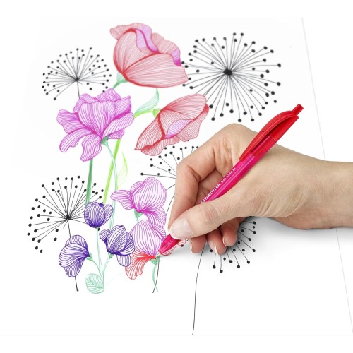 Staedtler Ball 4230 M triangular ballpoint pen, line width M approx. 1.00 mm, for relaxed writing, cardboard case with 8 ballpoi