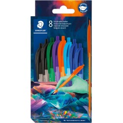 Staedtler Ball 4230 M triangular ballpoint pen, line width M approx. 1.00 mm, for relaxed writing, cardboard case with 8 ballpoi