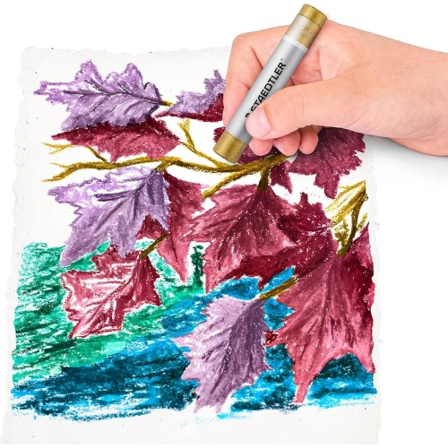 Staedtler Metallic Oil Pastels Design Journey, Shiny Color Effects on Light and Dark Paper, Waterproof, 11 mm Diameter, 6 Oil Pa