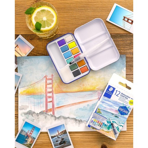Staedtler design journey 888 κουτί με χρώματα ακουαρέλας με 12 μεταλλικά χρώματα 888M M12-C 4007817167977