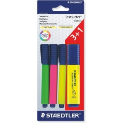 Staedtler text marker Textsurfer Classic, high quality, with large ink storage for extra long marking performance, promotion 3+1