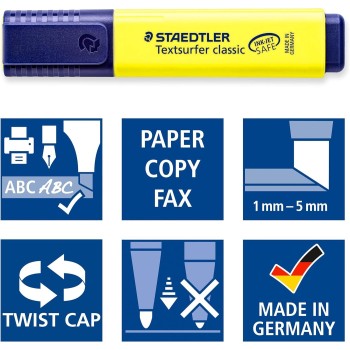 Staedtler text marker Textsurfer Classic, high quality, with large ink storage for extra long marking performance, promotion 3+1