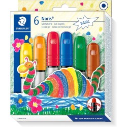 Staedtler 2390 C6 gel crayons Noris Club Super soft, color intensive, easy to use, 6 assorted color gel crayons 2390 C6 40066082