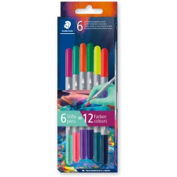 Staedtler μαρκαδόροι με διπλό άκρο, σετ 6 τεμαχίων, πολύχρωμα 3280C6E2-1 4007817165690