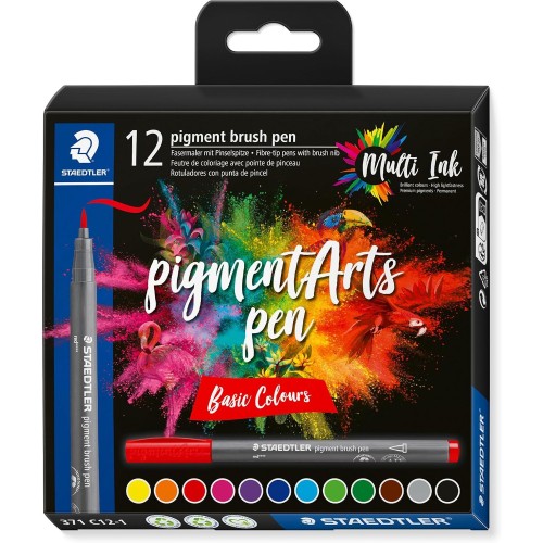 Σετ μαρκαδόρους staedtler pigment brush 371 - 12 βασικά χρώματα 371 C12-1 4007817096994