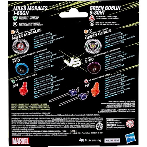 Hasbro beyblade x and  collab miles morales 1-60gn vs green goblin 9-80ht G0278 / G1691 5010996305725