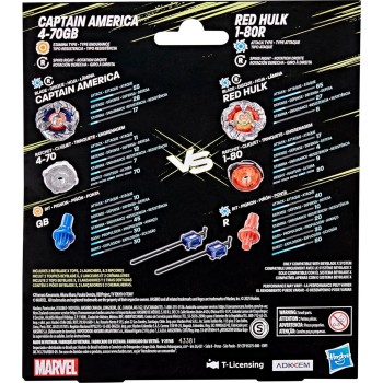 Hasbro beyblade x and  collab, captain america 4-70gb vs red hulk 1-80r G0278 / G1690 5010996305718
