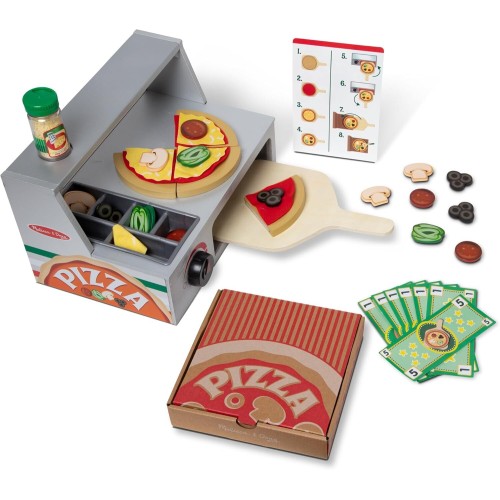Melissa and Doug Melissa & Doug Pretend Play: Wood - Top Bake Pizza Counter Playset (6074890) 6074890 681147005419