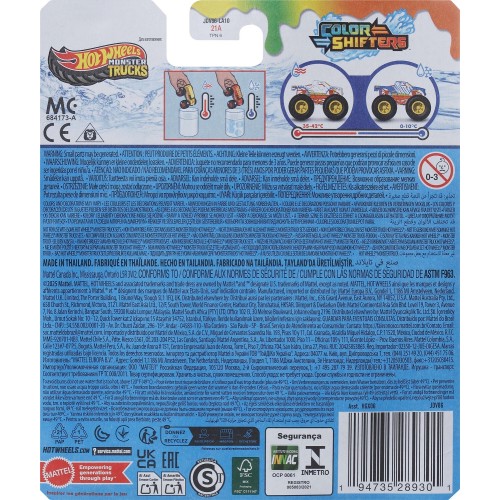 Mattel hot wheels monster trucks οχήματα χρωμοκεραυνοί monster trucks color sh HGX06 / JDV86 194735289301