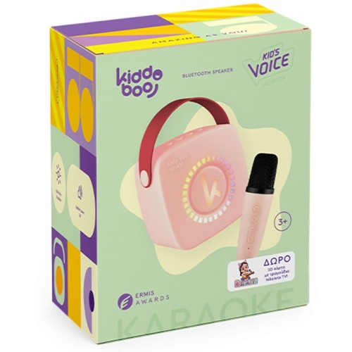 kiddoboo mini karaoke ηχείο & μικρόφωνο ροζ με nikoletatv – KBT3NTPNK 5207244016063