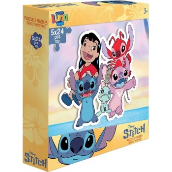Diakakis imports Puzzle 5 Figures 24pcs 26x26x6,5cm Stitch 000565610 5205698793998