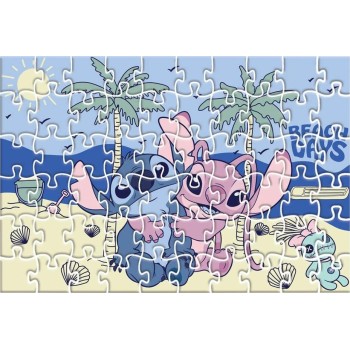 Diakakis imports Puzzle 60pcs 2in1 In Metallic Ball 35,5x24cm Stitch 000565607 5205698793851