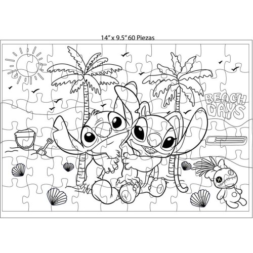 Diakakis imports Puzzle 60pcs 2in1 In Metallic Ball 35,5x24cm Stitch 000565607 5205698793851