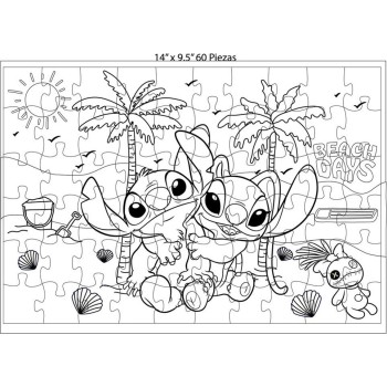 Diakakis imports Puzzle 60pcs 2in1 In Metallic Ball 35,5x24cm Stitch 000565607 5205698793851