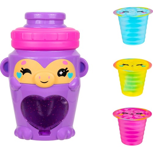 Jazwares 4" Purple Water Bottle Monkey Kutie With 3 Kups Featuring 1.5" Surprise Collectible Lil Kutie Figures - Ages 5+ JWKK000