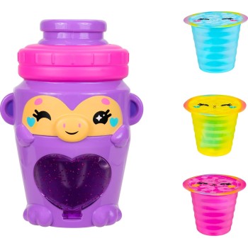 Jazwares Kutie Kups- Συσκευή Kutie 10Εκ. Με 3 Κάψουλες Purple Water Bottle Monkey JWKK0001 191726798972