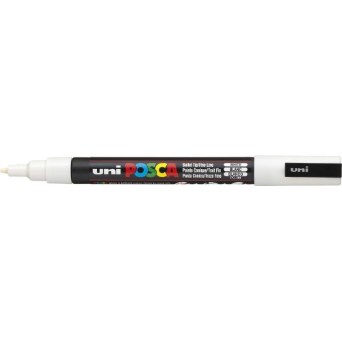 Uni-ball Mitsubishi Pencil Μαρκαδόρος Ζωγραφικής UNI Posca PC-3M 0.9mm-1.3mm - λευκό PC-3M(E) ΑΣΠΡΟ 4902778915912