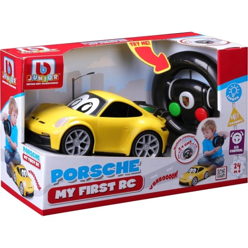 Bburago bb junior porsche 911 gt3 my first rc car, yellow electric remote  vehicle, 16/92015 4893998920155