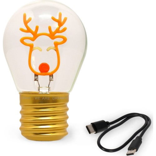 Legami Decorative Christmas Lightbulb-shaped Table Lamp - Reindeer - Bulb Fiction  CLB0002 8052694020040
