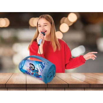Lexibook Stitch Childrens Speaker With Light and Microphone Karaoke Wireless Bluetooth Speaker With Light Effects and Microphone