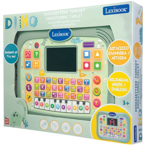 Lexibook Educational Bilingual Tablet – Dinosaurs 3+ Years Bilingual Educational Tablet With Sounds, Words, Quizzes and Music in