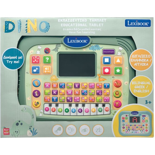 Lexibook Educational Bilingual Tablet – Dinosaurs 3+ Years Bilingual Educational Tablet With Sounds, Words, Quizzes and Music in