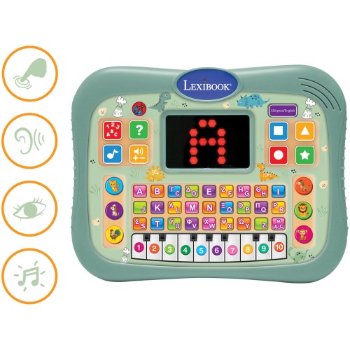 Lexibook Educational Bilingual Tablet – Dinosaurs 3+ Years Bilingual Educational Tablet With Sounds, Words, Quizzes and Music in
