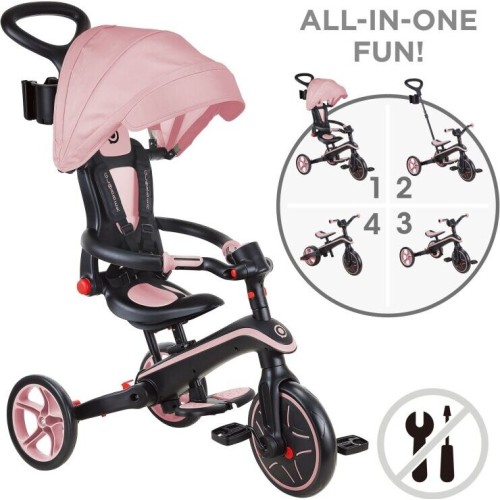 Globber Τρίκυκλο Trike Explorer Foldable 4 In 1 Pastel Pink 732-210 4895224408338